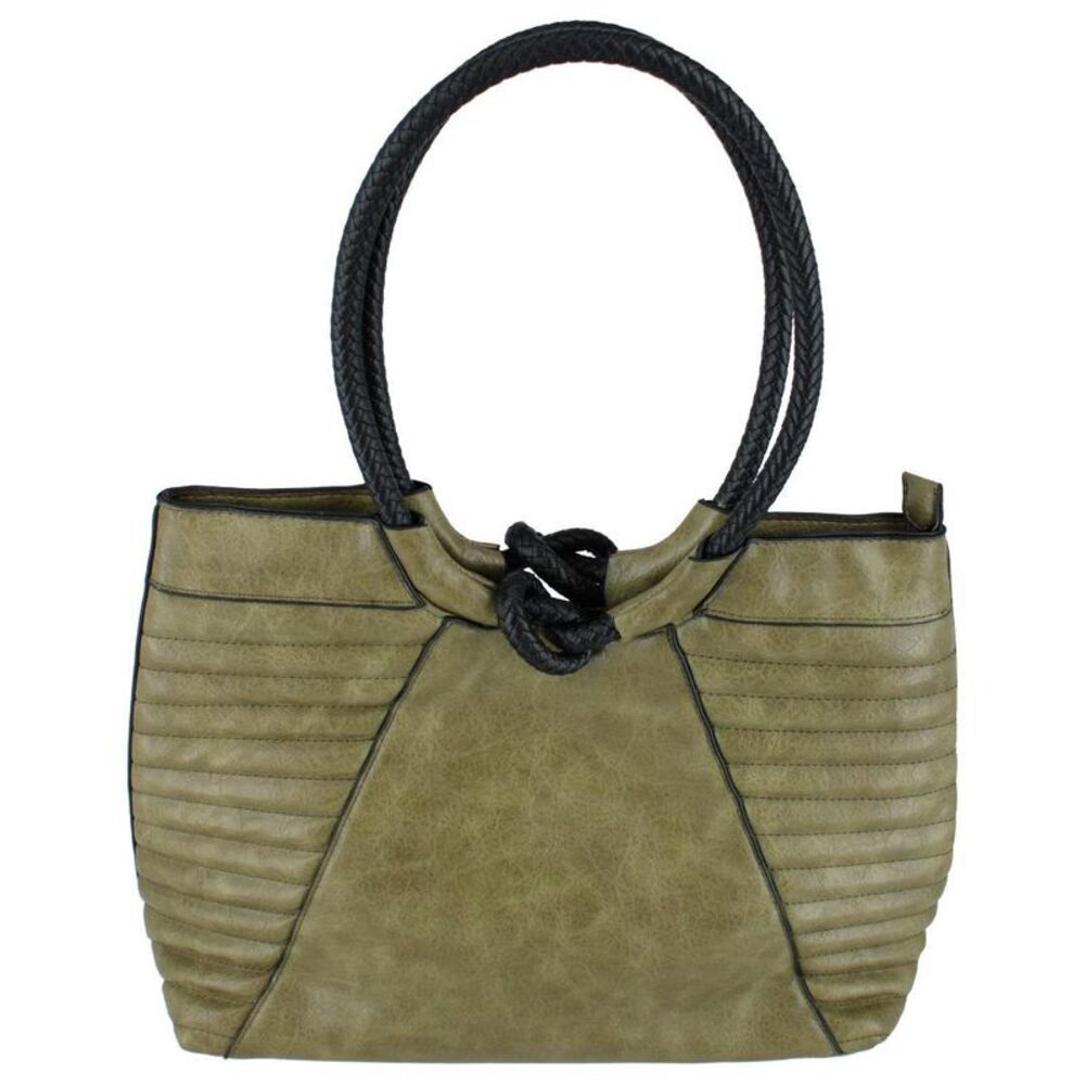CTM Women's Textured Synthetic Leather Tote Handbag with Handle